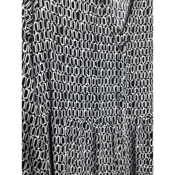 Nine West Black and White Geometric Tiered Mini Dress Size Medium - Picture 4 of 7
